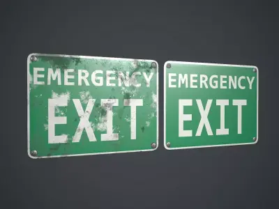 Plastic Exit Sign 3 PBR Game Ready Low-poly 3D model
