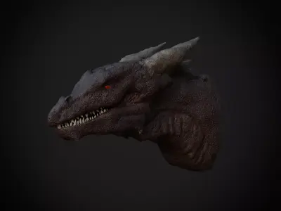 Red Dragon Head Free low-poly 3D model