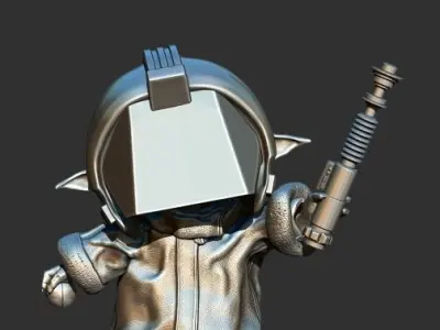 Grogu with Training Helmet  3D print model