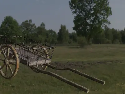 old horse cart Low-poly 3D model