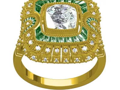 Antique Art Deco Vintage Ring 3 3D print model