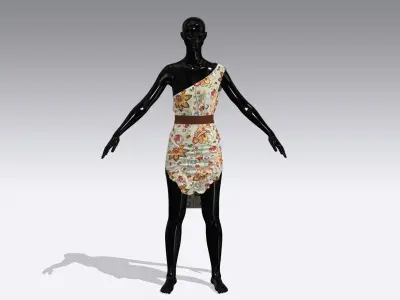 Woman Cloth Dress Low-poly 3D model
