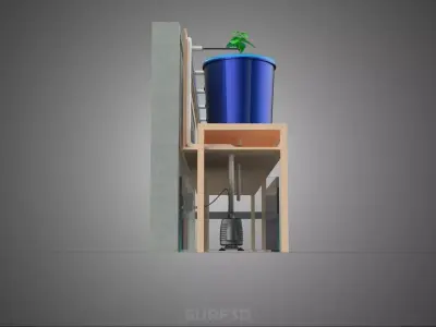 5 POT HYDROPONIC BATO BUCKET GROW RACK PLANT BENCH FEED STATION 3D model