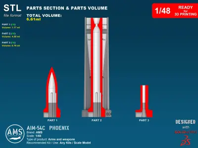 AIM-54C Phoenix - Scale 1-48 3D print model