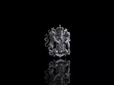 Coat of arms pendant sculpture jewelry with lions and a shield 3D print model