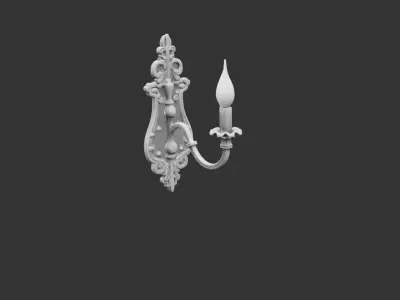 Medieval Iron Wall Lamp Holder Low-poly 3D model