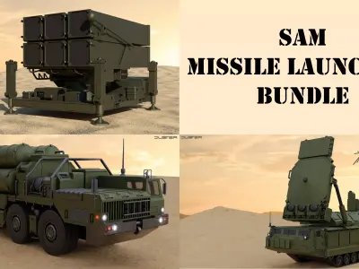 SAM Missile Launcher Bundle Low-poly 3D model