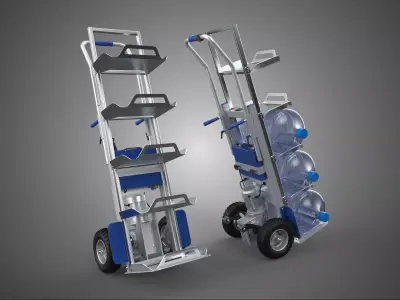 MOTORIZED HAND TRUCK ROLLING GALLON MINERAL WATER HOLDER BARROW 3D model