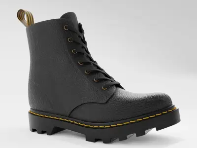 Leather Boot Combat - Military Tactical Black Low-poly 3D model