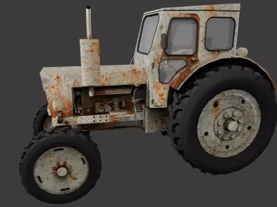 T-40 Tractor Low-Poly Rusted Low-poly 3D model