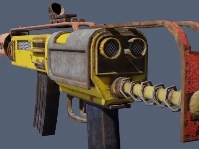 Gun - Weapon - Apocalyptic - SMG - Rifle - Rust - Old Low-poly 3D model