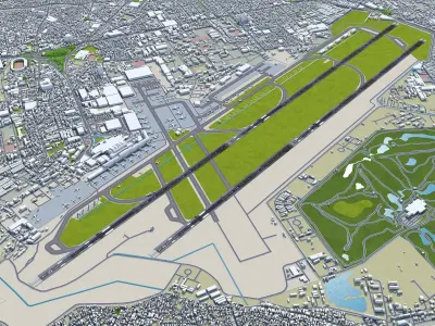 Tan Son Nhat Ho Chi Minh Airport 10km Low-poly 3D model