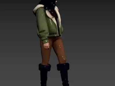 45- Chinese Style Scene - Girl in Military Jacket 3D model