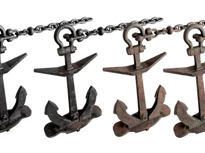 Anchor with chain 3D model