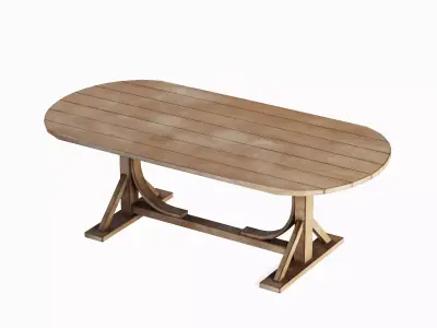 Medieval Wooden Tavern Table 05 Low-poly 3D model