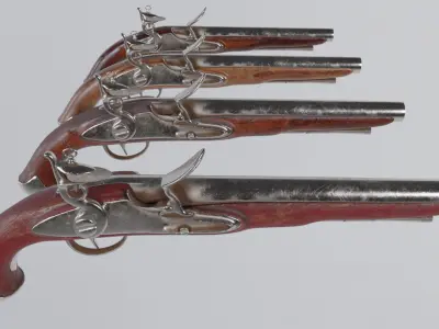Flintlock Musket Low-poly 3D model
