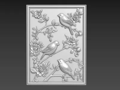 Birds Wall Decor Bas-Relief 3D model