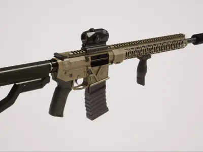 Assault Rifle 1 Used Low-poly 3D model