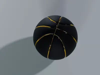 Minimalist Black Basketball with Gold Inlay Low-poly 3D model