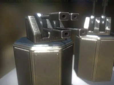 Low Poly Laser Gun Tower with Animations Low-poly 3D model