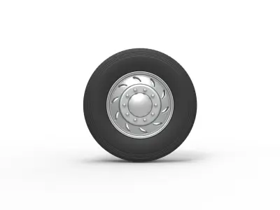 10 Triangular Hole Front wheel of semi truck V3 Scale 1 to 25 3D print model
