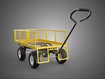 MESH BED STEEL GARDEN CART FOLDING UTILITY WAGON REMOVABLE SIDES 3D model