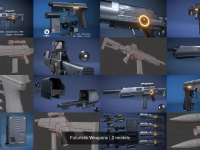 Futuristic Weapons 3D Model Collection