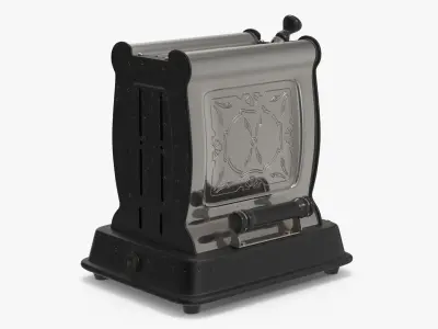 Vintage Art Deco Style Toaster Aged Metal Black 3D model