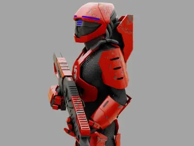 Cyborg Soldier  rigged character 3D model