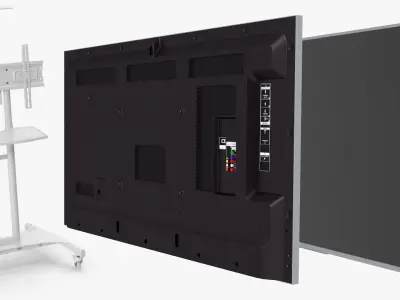 TV Display Stand with Mounted Screen White 3D model