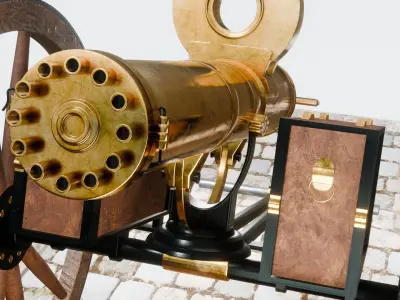 VINTAGE GATLING GUN  3D model