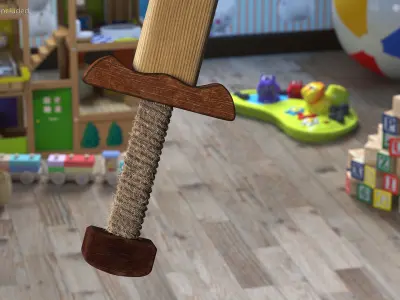 Wooden Practice Sword Fur 3D model