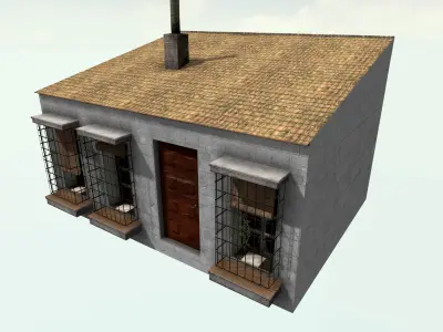 Old High-Quality 3D Colonial House Low-poly 3D model 6