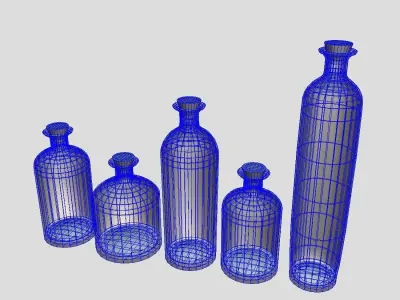 Blue Bottles Low-poly 3D model