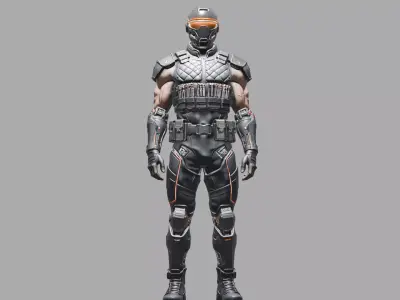 Orange Accent Tactical Combat Suit 3D model