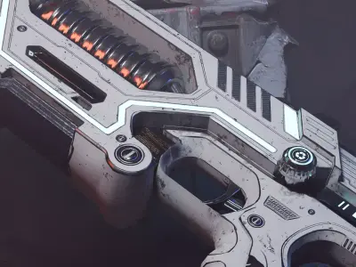 Sci-fi gun Low-poly 3D model 6