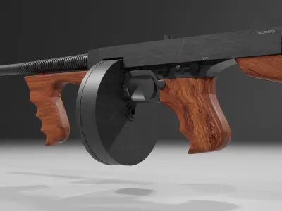 Thompson Submachine Gun Low-poly 3D model