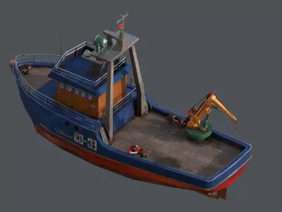 large Metal Ship - PBR Low-poly Game Ready Low-poly 3D model Low-poly 3D model