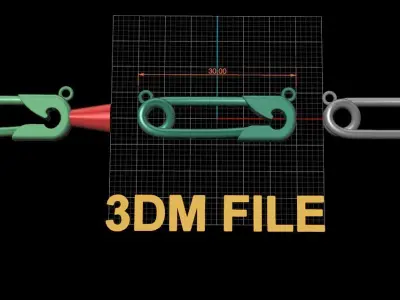 Safety Pin Pendant 30MM WIDTH LENGTH MID SIZE 3D print model