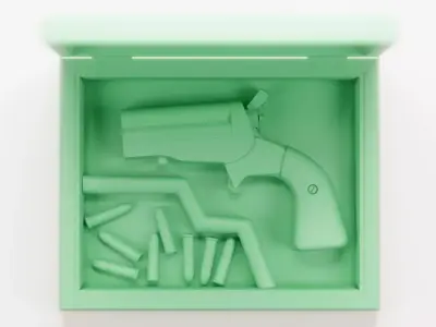 Engraved HJS Frontier Four Derringer Pearl Grip Low-poly 3D model