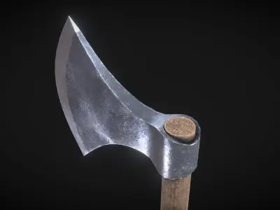 Danish Medieval Viking Two Handed Axe Low-poly 3D model