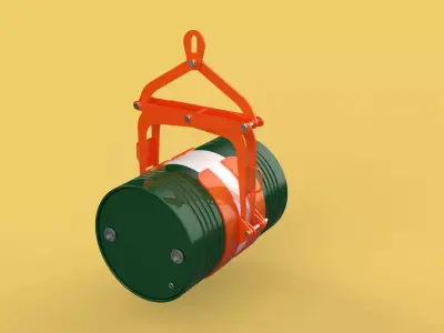 DRUM BARREL HORIZONTAL TONGS SCISSOR GRIPPER LIFTING CLAMP GRAB 3D model
