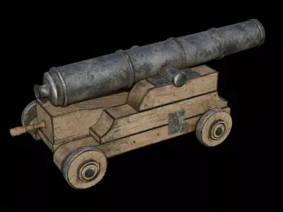 Ship Cannon - Game Ready Asset Low-poly 3D model