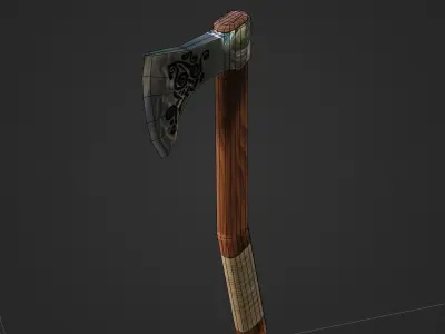 Viking Battle Axe with curved handle Free low-poly 3D model
