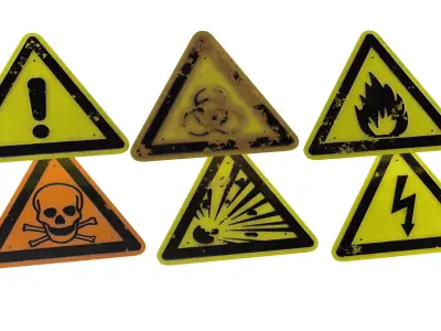 Sign  Danger Package  Low-poly 3D model