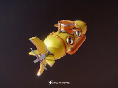 Yellow Submarine Free low-poly 3D model