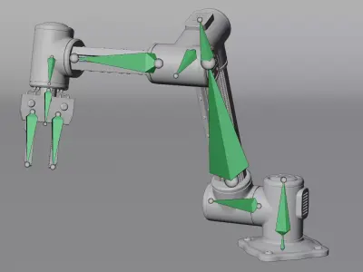 Robotic Arm with Claw and Worn Finish - V4 Rigged 3D model