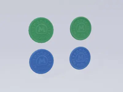 Kiev subway token Low-poly 3D model
