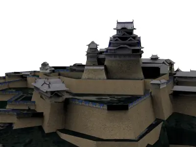 Himeji castle Japanese famous architecture Low-poly 3D model