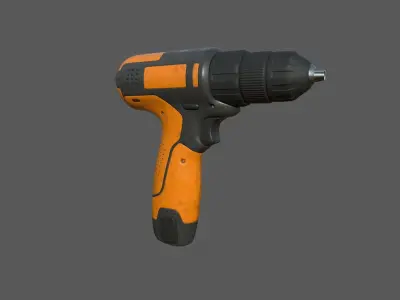 Cordless drill Low-poly 3D model